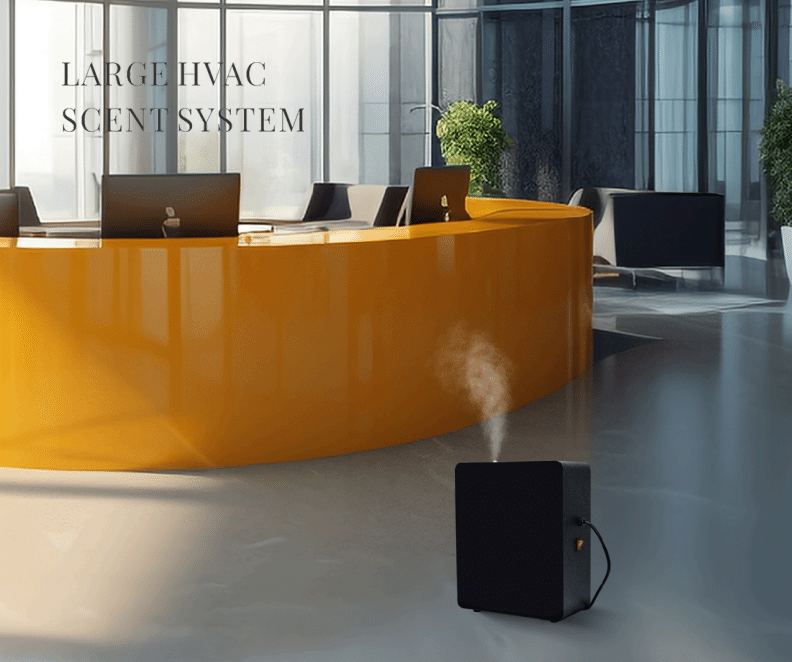 Modern HVAC scent diffuser in a luxury hotel lobby in Malaysia